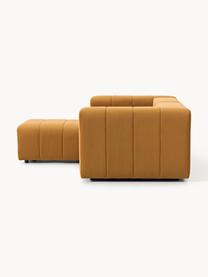 Modulares Samt-Sofa Lena (3-Sitzer) mit Hocker, Bezug: Samt (100 % Polyester) De, Gestell: Buchenholz, Spanplatte, H, Füße: Kunststoff, Samt Ocker, B 211 x T 181 cm