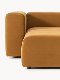 Modulares Samt-Sofa Lena (3-Sitzer) mit Hocker, Bezug: Samt (100 % Polyester) De, Gestell: Buchenholz, Spanplatte, H, Samt Ocker, B 211 x T 181 cm