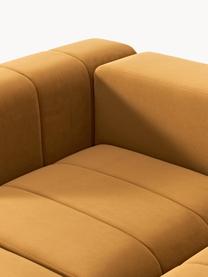 Modulares Samt-Sofa Lena (3-Sitzer) mit Hocker, Bezug: Samt (100 % Polyester) De, Gestell: Buchenholz, Spanplatte, H, Füße: Kunststoff, Samt Ocker, B 211 x T 181 cm