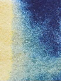 Ronde placemats Inky, 4 stuks, Bovenzijde: kunststof, Onderzijde: kurk, Blauw, wit, geel, turquoise, Ø 29 cm