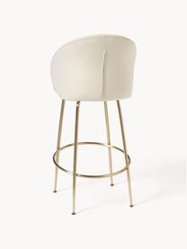 Tabouret de bar en velours Luisa, Velours blanc crème, cadre doré, larg. 54 x haut. 108 cm