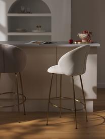 Zamatová barová stolička Luisa, Zamatová krémovobiela, odtiene zlatej, Š 54 x V 108 cm