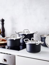 Batería de cocina de acero inoxidable Q-Linair, 4 pzas., Acero inoxidable, Negro, Set de diferentes tamaños