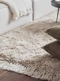 Flauschiger Hochflor-Teppich Dreamy mit Fransen, 100 % Polyester, Beige, B 300 x L 400 cm (Größe XL)