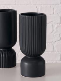 Vase grès noir Gino, 2 élém., Grès cérame, Noir, Ø 10 x haut. 23 cm