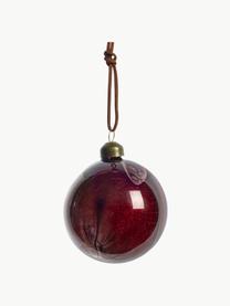 Handgefertigte Weihnachtskugeln Nosille, 12 Stück, verschiedene Grössen, Glas, Weinrot, glänzend, Ø 8 cm