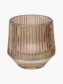 Glazen windlichten Tiago met groefreliëf, set van 3, Glas, Bruintinten, Ø 8 x H 8 cm