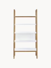 Estantería de madera de roble Farringdon, Estructura: madera de roble maciza, c, Estantes: tablero de fibras de dens, Blanco, roble, An 90 x Al 185 cm