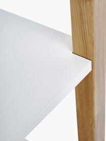 Estantería de madera de roble Farringdon, Estructura: madera de roble maciza, c, Estantes: tablero de fibras de dens, Blanco, roble, An 90 x Al 185 cm