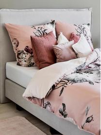 Pościel z satyny bawełnianej Blossom, Jasny różowy, wielobarwny, 135 x 200 cm + 1 poduszka 80 x 80 cm