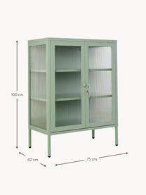 Metall-Vitrine The Mixer mit geriffeltem Glas, Salbeigrün, B 75 x H 100 cm