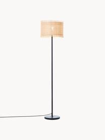 Vloerlamp Raffy van zeegras, Lampenkap: zeegras, Lichtbeige, zwart, H 154 cm