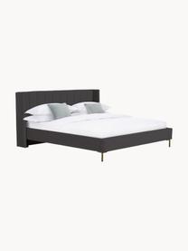 Cama tapizada en terciopelo Dusk, Tapizado: terciopelo de poliéster A, Estructura: madera de pino maciza con, Patas: metal con pintura en polv, Terciopelo gris antracita, An 140 x L 200 cm