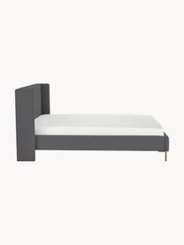 Cama tapizada en terciopelo Dusk, Tapizado: terciopelo de poliéster A, Estructura: madera de pino maciza con, Patas: metal con pintura en polv, Terciopelo gris antracita, An 140 x L 200 cm