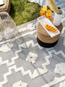 Ethno In- & Outdoor-Teppich Carlo mit Hoch-Tief-Struktur, 100% Polyethylen, Grau, Cremeweiß, B 80 x L 150 cm (Größe XS)