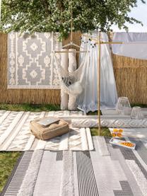 Ethno in- & outdoor vloerkleed Carlo met hoog-laag structuur, 100% polyethyleen, Grijs, crèmekleurig, B 80 x L 150 cm (maat XS)