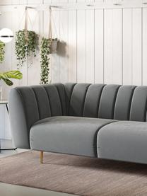 Sofa z aksamitu Shel (3-osobowa), Tapicerka: 100% aksamit poliestrowy , Nogi: metal powlekany, Aksamitny stalowoszary, nogi: odcienie mosiądzu, S 210 x G 95 cm