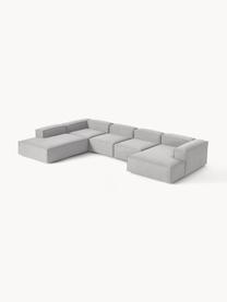 Sofa modułowa Lennon, Tapicerka: 100% poliester Dzięki tka, Stelaż: lite drewno sosnowe, skle, Nogi: tworzywo sztuczne Ten pro, Szara tkanina, S 418 x G 269 cm,  lewostronna