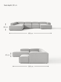 Sofa modułowa Lennon, Tapicerka: 100% poliester Dzięki tka, Stelaż: lite drewno sosnowe, skle, Nogi: tworzywo sztuczne Ten pro, Szara tkanina, S 418 x G 269 cm,  lewostronna