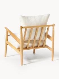 Fotel wypoczynkowy Bouclé Mikkel, Tapicerka: Bouclé (100% poliester) D, Bouclé w odcieniu złamanej bieli, drewno kauczukowe lakierowane, S 66 x G 77 cm