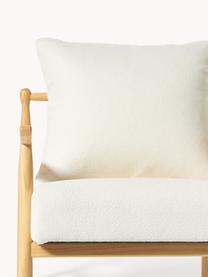 Sillón en tejido bouclé Mikkel, Tapizado: tejido bouclé (100% polié, Bouclé blanco Off White, madera de caucho pintado, An 66 x F 77 cm