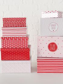 Sada dárkových krabic Illum, 9 dílů, Papír, Bílá, červená, světle růžová, Sada s různými velikostmi