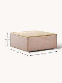 Sofa-Hocker Lennon aus Leinen-Mix mit Stauraum, Bezug: 50 % Viskose, 25 % Leinen, Tablett: Eichenholz, Spannplatte m, Gestell: Spanplatte, mitteldichte , Leinen-Mix Rostrot, helles Eichenholz, B 88 x T 88 cm