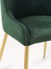 Krzesło tapicerowane z aksamitu Ava, Tapicerka: aksamit (100% poliester) , Nogi: metal galwanizowany, Ciemnozielony aksamit, S 53 x G 60 cm