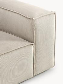 Eckmodul Lennon aus Cord, Bezug: Cord (92 % Polyester, 8 %, Gestell: Massives Kiefernholz, Spe, Füße: Kunststoffx Dieses Produk, Cord Hellbeige, B 119 x T 119 cm, Eckteil links