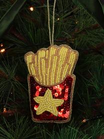 Décoration de sapin de Noël French Fries, Perles, Jaune, rouge, larg. 7 x haut. 10 cm