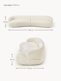 Divano 4 posti in teddy bouclé Alba, Rivestimento: 100% poliestere Il rivest, Struttura: legno massiccio di abete,, Piedini: plastica Questo prodotto , Teddy-bouclè bianco latte, Larg. 326 x Prof. 112 cm