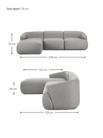 Modulares Ecksofa Sofia, Bezug: 100% Polypropylen Der hoc, Gestell: Massives Kiefernholz, Spa, Füße: Kunststoff, Webstoff Grau, B 278 x T 174 cm, Eckteil rechts