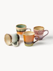 Set di 4 tazzine da caffè in ceramica dipinte a mano con smalto reattivo '70, Ceramica, Multicolore, Ø 6 x Alt. 6 cm, 80 ml