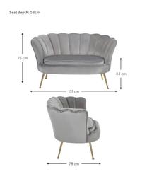 Sofá de terciopelo Oyster (2 plazas), Tapizado: terciopelo (poliéster) Al, Estructura: madera de eucalipto maciz, Patas: metal galvanizado, Terciopelo gris, An 131 x F 78 cm