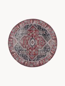 Tapis rond vintage chenille Toulouse, Tons rouges, tons bleus, imprimé, Ø 200 cm (taille L)