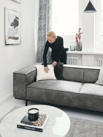 Leder-Sofa Abigail (2-Sitzer) in Dunkelgrau mit Metall-Füssen, Bezug: Lederfaserstoff (70% Lede, Beine: Metall, lackiert, Leder Dunkelgrau, B 190 x T 95 cm