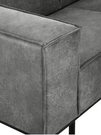 Leder-Sofa Abigail (2-Sitzer) in Dunkelgrau mit Metall-Füssen, Bezug: Lederfaserstoff (70% Lede, Beine: Metall, lackiert, Leder Dunkelgrau, B 190 x T 95 cm