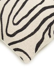 Funda de cojín Nomad, 100% algodón, Blanco crema, negro, An 45 x L 45 cm