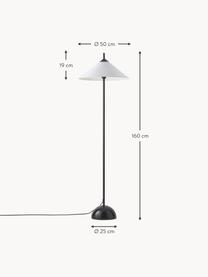 Vloerlamp Vica met marmeren voet, Lampenkap: linnen (100% polyester), Lampvoet: gepoedercoat metaal, Wit, zwart, gemarmerd, H 160 cm