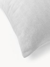 Funda de almohada de franela con punto espiga Wanda, Gris claro, An 45 x L 110 cm