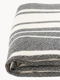 Gestreepte plaid Lines van gerecycled polyester, 100% gerecycled polyester, GRS-gecertificeerd, Zwart & wit, gestreept, B 130 x L 170 cm