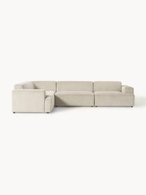 Großes Ecksofa Melva (4-Sitzer) aus Cord, Bezug: Cord (92 % Polyester, 8 %, Gestell: Massives Kiefernholz, Spe, Füße: Kunststoff Dieses Produkt, Cord Hellbeige, B 339 x T 220 cm, Eckteil links