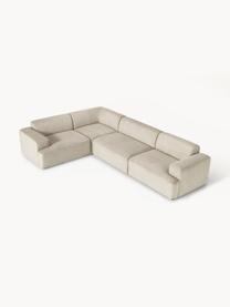 Grosses Ecksofa Melva (4-Sitzer) aus Cord, Bezug: Cord (92 % Polyester, 8 %, Gestell: Massives Kiefernholz, Spe, Cord Hellbeige, B 339 x T 220 cm, Eckteil links