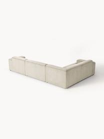 Großes Ecksofa Melva (4-Sitzer) aus Cord, Bezug: Cord (92 % Polyester, 8 %, Gestell: Massives Kiefernholz, Spe, Füße: Kunststoff Dieses Produkt, Cord Hellbeige, B 339 x T 220 cm, Eckteil links