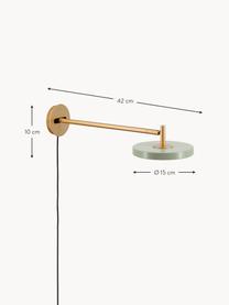 Kinkiet LED z funkcją przyciemniania i wtyczką Asteria, Szałwiowy zielony, odcienie złotego, S 15 x W 42 cm