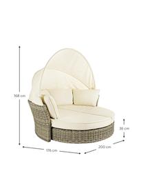 Canapé lounge blanc Lesly, Beige, taupe avec teinte verte, larg. 200 x haut. 168 cm