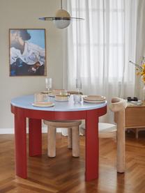 Mesa de comedor extensible Samos, 100-140 x 75 cm, Tablero: tablero de fibras de dens, Patas: madera de haya maciza Est, Azul claro, rojo, An 100/140 x F 100 cm