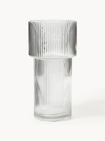 Jarrón de vidrio acanalado Lija, 30 cm, Vidrio, Transparente, Ø 14 x Al 30 cm