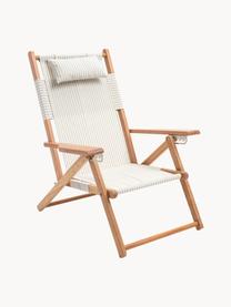 Sedia a sdraio pieghevole Tommy, Seduta: 50% cotone, 50% poliester, Struttura: legno di teak, Legno di teak, verde salvia, bianco, Larg. 66 x Alt. 87 cm