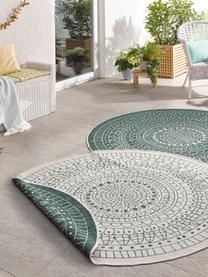 Tapis intérieur-extérieur rond, réversible Porto, Vert, couleur crème